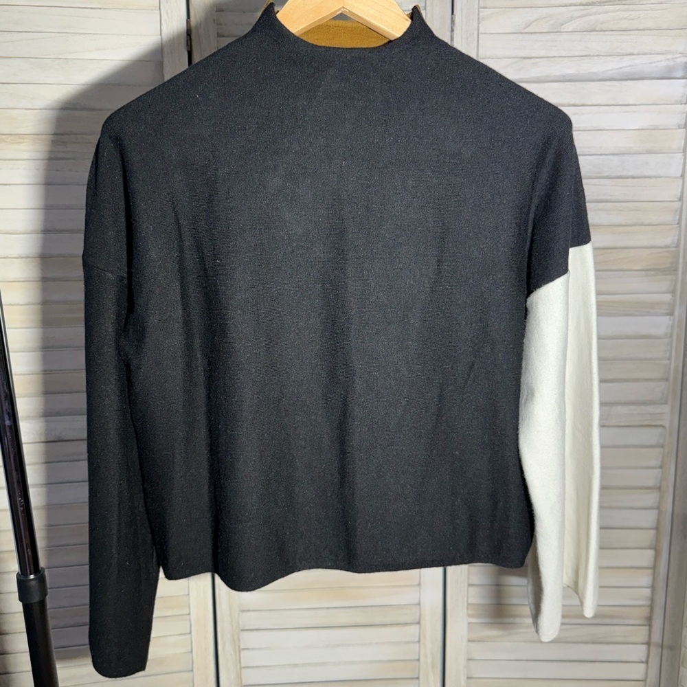 Modern Citizen Two-Tone Mock Neck Color Block Sweater